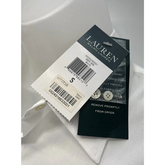 NWT Ralph Lauren Non-Iron Long Sleeve Collared Button Up Dress Shirt, White, S - Picture 5 of 8